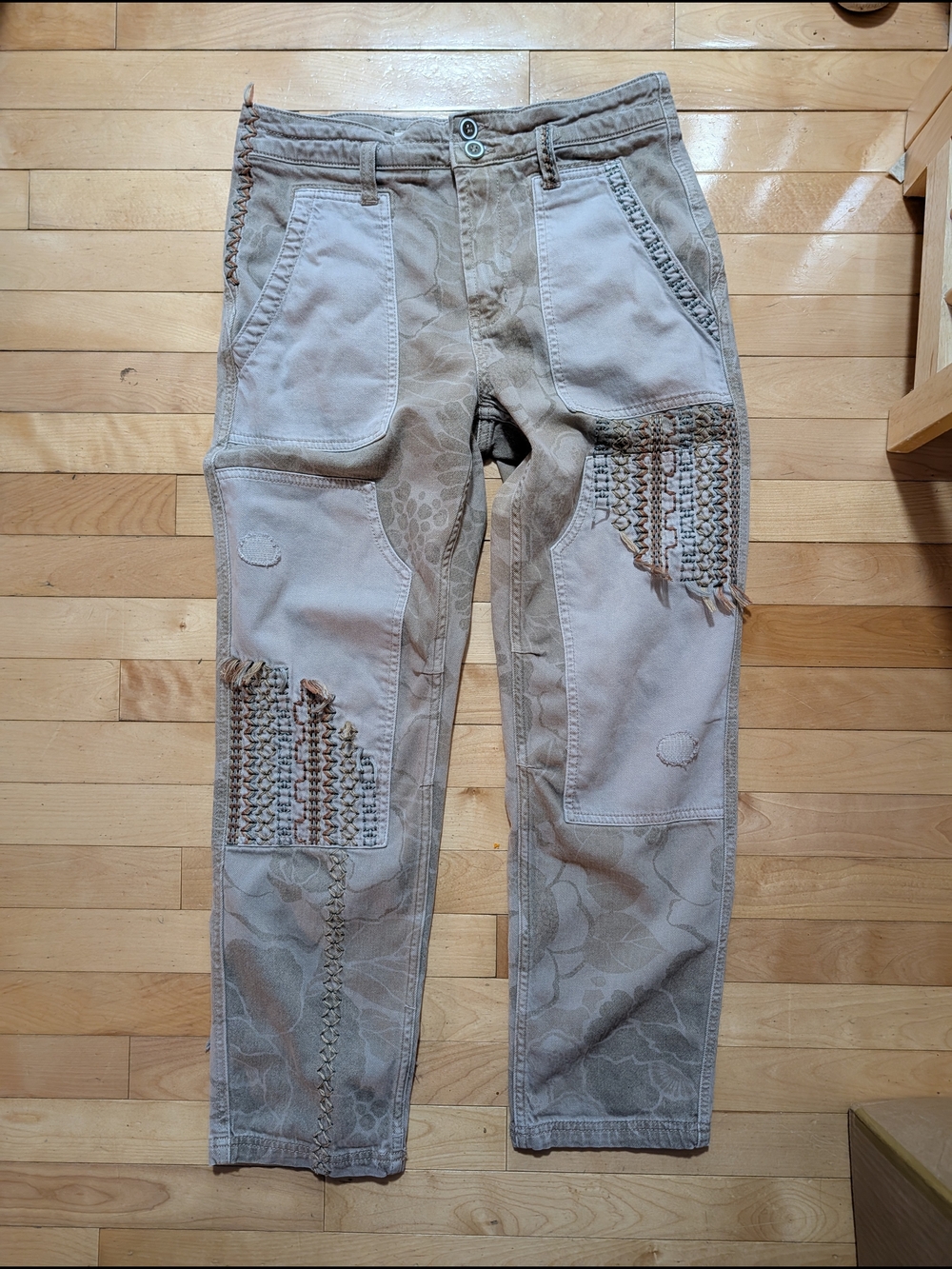 Pilcro Patchwork Embroidered Jeans